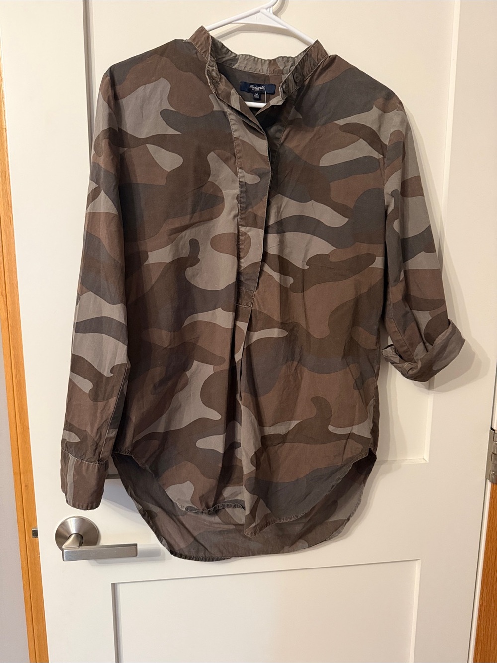 Madewell "The Perfect Tunic" in Weathered Camo Cotton Popover Blouse